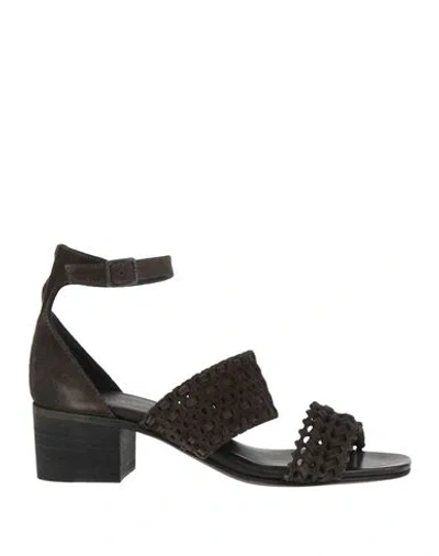 Pantanetti Woman Sandals Charcoal Size 7 Leather In Grey