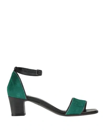 Pantanetti Woman Sandals Emerald Green Size 8 Leather