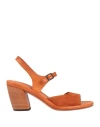 Pantanetti Woman Sandals Orange Size 8 Leather In Orange