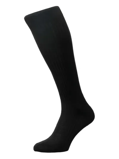 Pantherella Baffin Ribbed Socks In Black