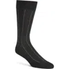 Pantherella Botolph Vertical Mini Box Stripe Wool Bland Dress Socks In Black