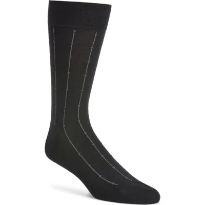 Pantherella Botolph Vertical Mini Box Stripe Wool Bland Dress Socks In Black