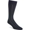 Pantherella Botolph Vertical Mini Box Stripe Wool Bland Dress Socks In Blue