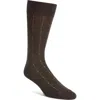 Pantherella Botolph Vertical Mini Box Stripe Wool Bland Dress Socks In Brown