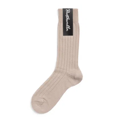 Pantherella Cashmere-blend Waddington Socks In Beige