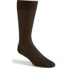 Pantherella Cotton Blend Mid Calf Dress Socks In Dark Brown Mix