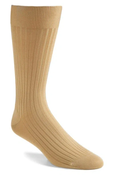 Pantherella Cotton Blend Mid Calf Dress Socks In Gold
