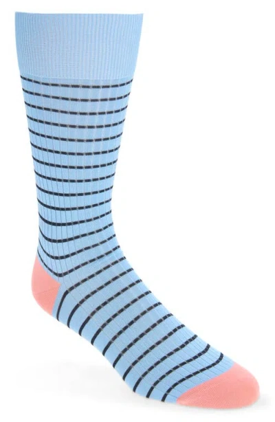 Pantherella Downe Stripe Dress Socks In Blue