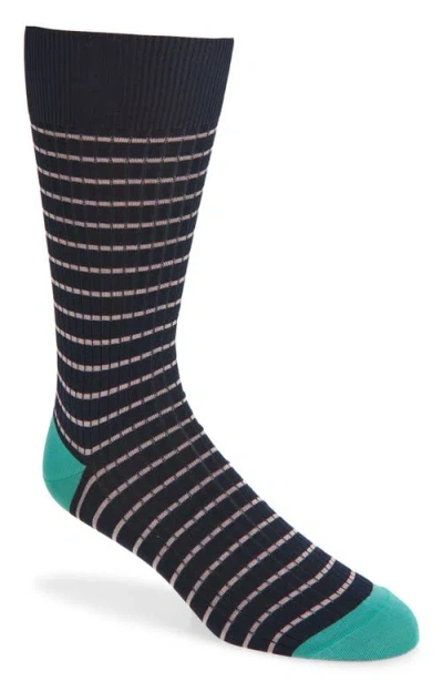 Pantherella Downe Stripe Dress Socks In Brown