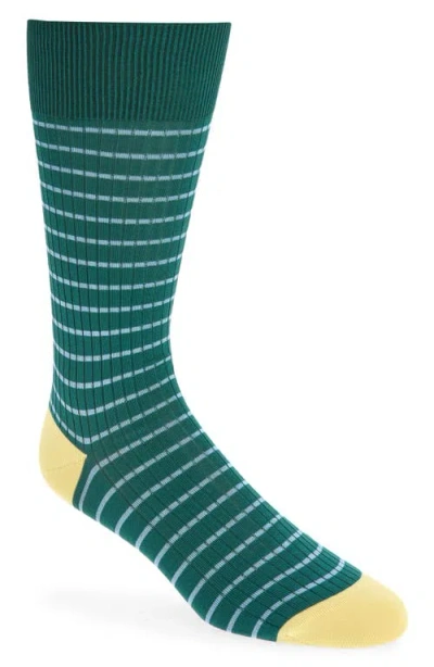 Pantherella Downe Stripe Dress Socks In Green
