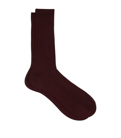 Pantherella Egyptian Cotton Lisle Short Socks In Brown
