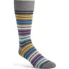 Pantherella Kilburn Stripe Cotton Blend Dress Socks In Mid Grey