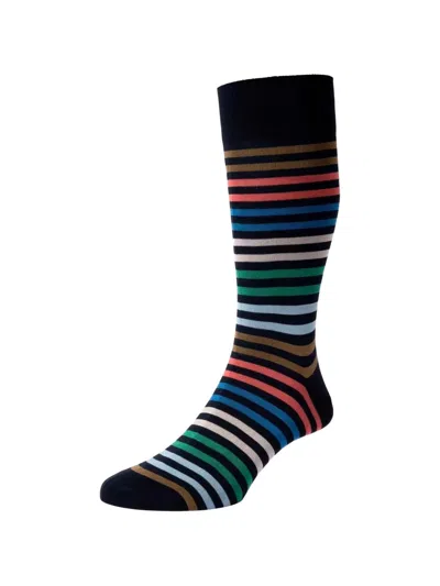 Pantherella Kilburn Striped Socks In Black