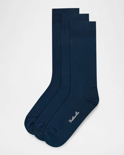 Pantherella Men & Apos;s Danvers Ribbed Cotton Mid-calf Socks In Blue