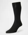 Pantherella Solid Wool Half-calf Socks In Black