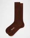 Pantherella Men & Apos;s Laburnum Ribbed Wool Mid-calf Socks In Brown