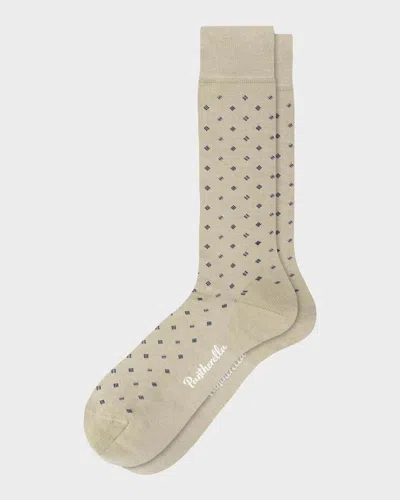 Pantherella Men & Apos;s Wallace Neat Mini-box Cotton Calf-length Dress Socks In Fawn 02