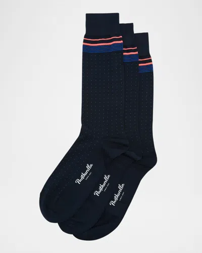 Pantherella Men's Barfield Fil D'ecosse Dotted Socks In Navy