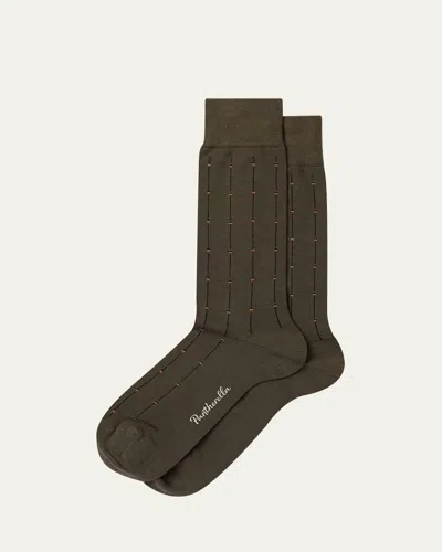 Pantherella Men's Botolph Box Stripe Crew Socks In Brown