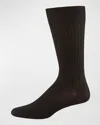 Pantherella Mid-calf Stretch-lisle Dress Socks In Black