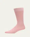 Pantherella Men's Danvers Ribbed Cotton Mid-calf Socks In Dusty Pink