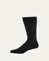 Pantherella Men's Danvers Ribbed Cotton Mid-calf Socks In Navy