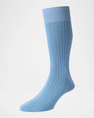 PANTHERELLA MEN'S DANVERS RIBBED COTTON MID-CALF SOCKS