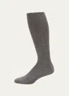 Pantherella Men's Gadsbury Pindot Crew Socks In Mid Grey Mix