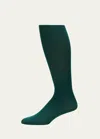 Pantherella Men's Gadsbury Pindot Crew Socks In Sea Green
