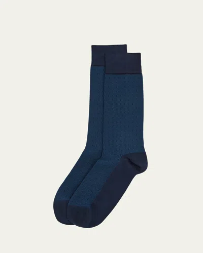 Pantherella Men's Hampton Tonal Crew Socks In Navy