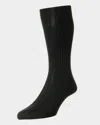 Pantherella Solid Wool Half-calf Socks In Black