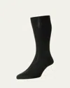 Pantherella Men's Laburnum Ribbed Wool Mid-calf Socks In Black