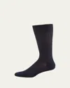 Pantherella Men's Laburnum Ribbed Wool Mid-calf Socks In Blue