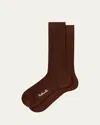 Pantherella Men's Laburnum Ribbed Wool Mid-calf Socks In Brown
