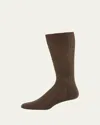 Pantherella Cotton Blend Mid Calf Dress Socks In Brown