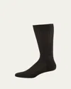 Pantherella Men's Laburnum Ribbed Wool Mid-calf Socks In Black