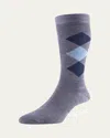 Pantherella Men's Locke Argyle Merino Socks In Mid Grey Mix