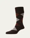 Pantherella Racton Knitted Wool-blend Socks In Dark Brown 323