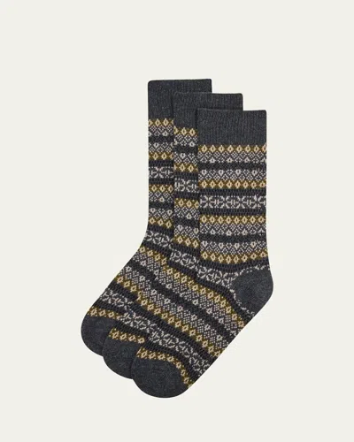Pantherella Men's Sherborne Cashmere Fair Isle Crew Socks In Multi