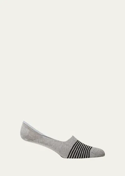 Pantherella Men's Stripe Band Invisible No-show Socks In Lt Grey Mix 6