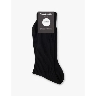 Pantherella Mens Black Danvers Branded Cotton-blend Socks