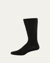 Pantherella Mid-calf Stretch-lisle Dress Socks In Black