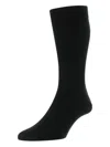Pantherella Solid Wool Half-calf Socks In Black