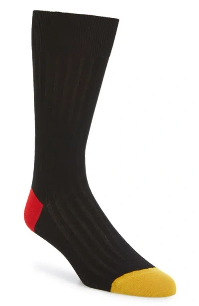 Pantherella Portobello Ribbed Socks In Black