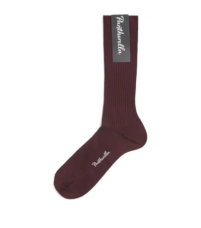 Pantherella Ribbed Danvers Socks In Burgundy