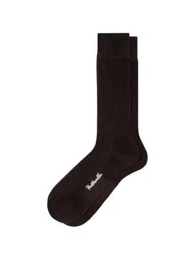 Pantherella Ribbed-knit Socks In Brown