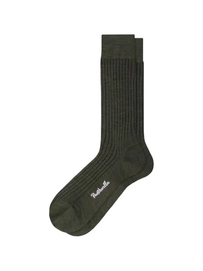 Pantherella Ribbed-knit Socks In Green
