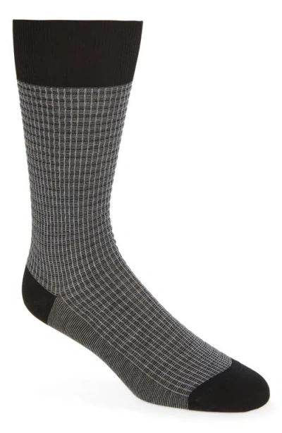 Pantherella Smythson Textured Check Dress Socks In Black