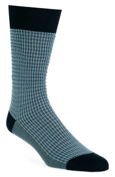 Pantherella Smythson Textured Check Dress Socks In Blue