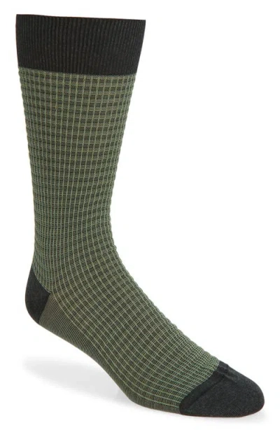 Pantherella Smythson Textured Check Dress Socks In Green